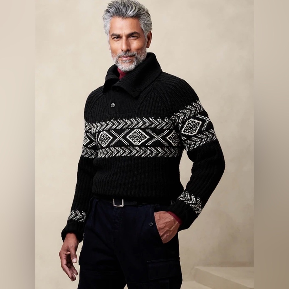 Banana Republic ARRAN FAIR ISLE SWEATER. Italian wool from ITALY'S FILPUCCI MILL